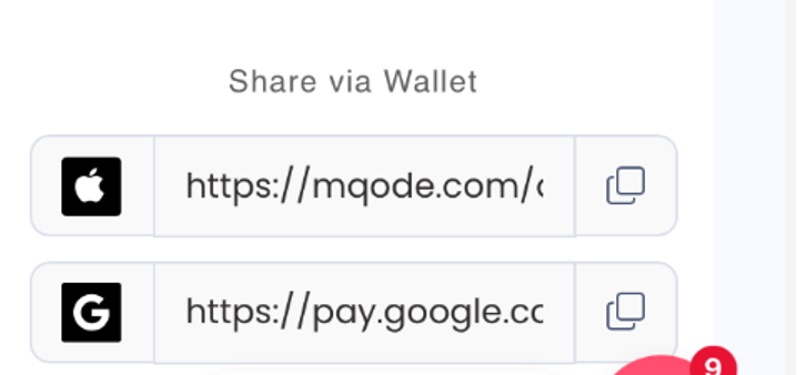 Share digital business card using wallet link