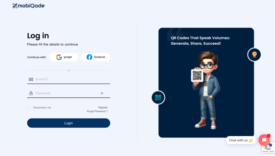 mobiQode- Login Page